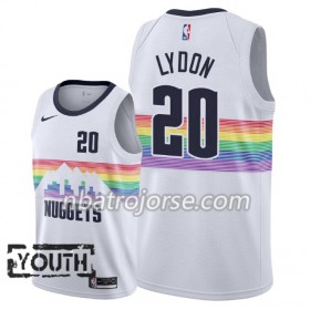 Barn Denver Nuggets Tröja Tyler Lydon 20 2018-19 Nike City Edition Vit Swingman